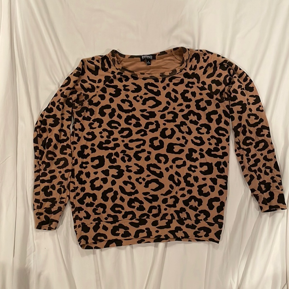 Buffalo David Britton Small Brown Leopard Print Sweater